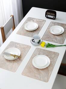 1-8pcs Simple Rectangular PVC Placemats, Washable, Easy Clean, Wipeable, Non-Slip, Heat-Resistant, Dining Table Mats, Sweet Reverie, Elegant Placemats, Tabletop Setting, Kitchen Dining Mat, Holiday Wedding Decor - Multicolor - View 8