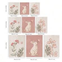 3pcs Watercolor Wall Art Prints Set - Art Decor Modern Classic Spring & Winter Animals Theme - Frameless Butterfly & Rabbit Canvas Posters For Bedroom, Room, Dining Room - Indoor Portrait Wall Hanging Decor - Gift Idea For Home, Office & Living Spaces Gifts Birthday Graduation - Black - View 3