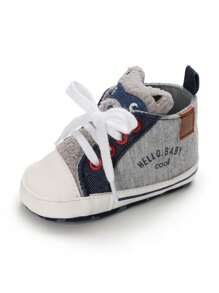 0-1 岁婴儿学步软底鞋，休闲卡通动物设计，适合春秋季节 - 灰色 - 查看 5