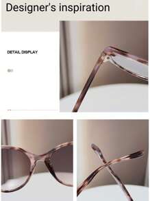 1pc High-Grade Fashion Women's Metal Hinged Cat Eye Fashion Non-Prescription Glasses, Light, Suitable For Fashion Collocation, Mobile Phones, Electronic Reading, Reading Books