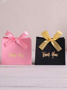 5pcs Elegant Mini Gift Bags/Box With Gold Ribbon And Thank You Design, Perfect For Wedding Favors, Party Goodies, And Small Gifts Ideal For Birthday, Gender Reveal, Christmas, And Halloween Treats, Thank You Design Fall Autumn,Christmas Valentine Day