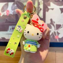 Sanrio 1pc New KT Cat Keychain Cartoon Anime PVC Figurine Cat Pendant Bag Charm Car Key Ring Creative Gift