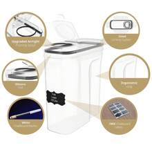 THELIFE 2/3/4 包谷物储存容器套装，塑料密封食品储存容器 2.5L/88 盎司，用于谷物、零食和糖，2/3/4 件套谷物分配器，带黑板标签、储存、厨房收纳、厨房用品、房间装饰、家居装饰。 - 黑與白 - 查看 4
