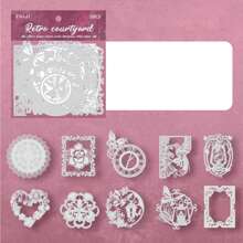 10pcs Vintage Embossed Perforated Hard Card Stickers, "Silver Dreamland" Series, For Scrapbooking, Diary DIY Decor