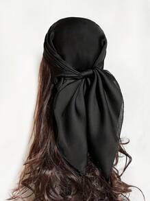 1 chiếc khăn trùm đầu bằng lụa vuông trơn màu phong cách Boho thanh lịch, khăn trùm đầu bằng lụa satin cho nữ, khăn trùm đầu bằng lụa Boho, khăn Bandana đi biển, thích hợp cho hoạt động ngoài trời và du lịch, khăn Bandana Bohemian, băng đô, lý tưởng để mặc, quà tặng, trở lại trường học - màu đen - Xem 12