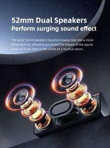 ZEALOT S72 20W 无线音箱，户外便携式双低音炮，立体声配对，支持 SD/USB/AUX/蓝牙，高品质大容量家用便携式音箱 - 黑色 - 查看 5