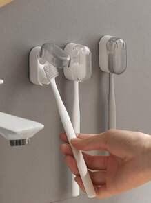 Soporte para cepillo de dientes montado en la pared con cubierta antipolvo, organizador de almacenamiento impermeable para cepillo de dientes y accesorios de baño (color aleatorio) Decoración de otoño sin taladrar para el baño del hogar