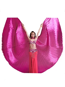 1 pieza Alas de danza del vientre de poliéster, en múltiples colores, accesorio de vestuario de danza para Pascua, Navidad, Halloween, danza del vientre oriental, alas de Isis, disfraz de hada, alas de mariposa, accesorios de actuación, alas doradas y plateadas