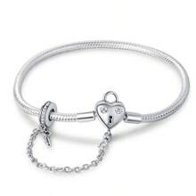 Disney Chaîne élégante en argent S925 en forme de cœur et d'os de serpent, adaptée au bracelet original DIY, cadeau de bijoux à la mode pour l'anniversaire des femmes