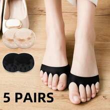 10pcs/5pcs/3pcs/1pc Women High Heel Toe Pads, Comfortable Foot Care Half Insoles, Anti-Slip Toe Cap, Arch Support Pads, Decompression Anti-Slip Toe Socks, Spring/Summer Open Toe Socks