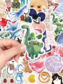 50 件水彩童话贴纸唯美卡通贴纸适用于水瓶笔记本电脑吉他滑雪板剪贴簿手机防水 DIY 贴纸儿童玩具