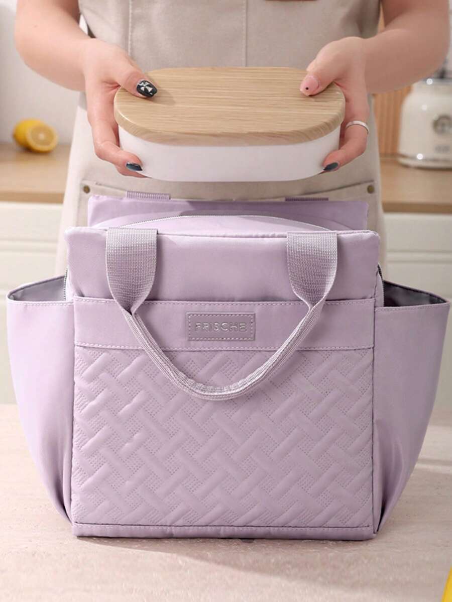 Fashionable Large Capacity Insulated Lunch Bag, Office Worker Portable Lunch Box Bag, Students Picnic Food Container Tote
