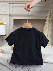 1pc Young Boy Summer Round Neck Pullover T-Shirt, Boys' Solid White Casual Punk Style Short Sleeve Top