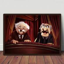 Modern Art Deco Retro Style Statler And Waldorf Canvas Art Print  Poster For Living Room, Bedroom, Home Office - Indoor Wall Hanging Decor, Cartoon-Themed Ink Wall Art - 白色 - 查看 8