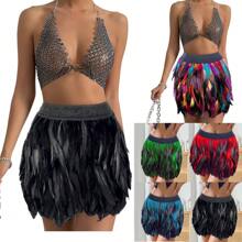 Women's Artificial Feather Mini Skirt, Polyester Feather Skirt For Family Party, Gothic Rave, Prom, Cocktail, Evening Dress, Lovely Short Skirt, Suitable For Spring, Summer, Autumn, Winter - Multicolor - View 8