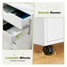 5 Drawers Chest, Wooden Tall Dresser Storage Dresser Cabinet With Wheels,White - 彩色 - 查看 4