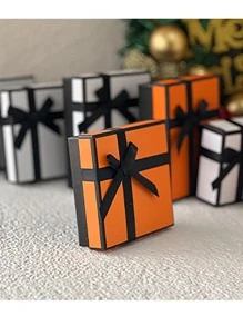 1pc Orange/White Gift Box Packaging For Wedding Favors, Birthday, Jewelry Accessories Like Earrings, Rings, Necklaces - Simple Bow Design Back To School - Orange - View 7