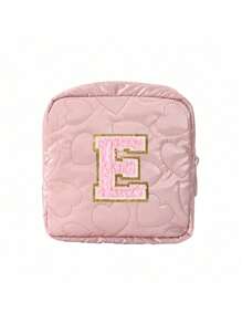 1 pieza Bolsa de almacenamiento portátil y linda, Bolsa de almacenamiento para toallas sanitarias bordada con la primera letra del alfabeto en color púrpura, de material de PU, impermeable, compacta y portátil, que satisface las necesidades de almacenamiento para viajes diarios, un buen regalo para entusiastas de los viajes y regalo familiar