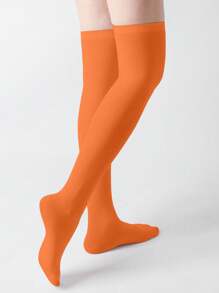 1 Pair Multi-Color Velvet Over-The-Knee High Socks, Fashion & Versatile, Spring And Autumn