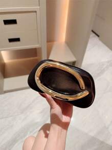 1pc Stylish Metal Decor Mini Box Clutch, Glitzy Metal Bar Insert Women Handbag Elegant, Luxurious For Evening Dress Party, Prom, Romantic Wedding, Metallic Chain Strap
