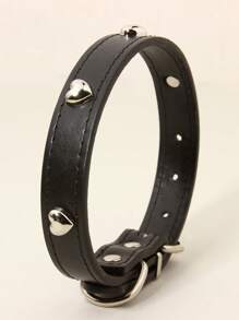 1 件 PU 皮革宠物项圈，带心形铆钉装饰，适合猫和小型/中型犬