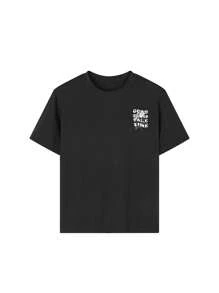 一套男童及儿童休闲印花圆领短袖T恤，适合夏季学生及幼儿穿着——色彩缤纷的T恤为每个孩子带来快乐！女童图案T恤夏季上衣，青少年女孩服装 - 黑色 - 查看 5