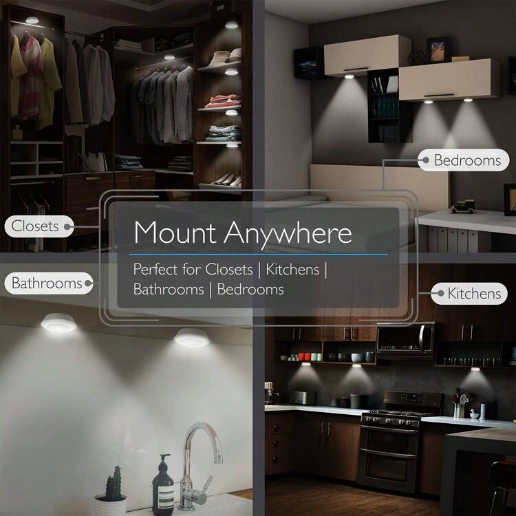 1 件/3 件/6 件遥控 COB 照明小夜灯，适用于橱柜、壁橱、厨房、浴室、阁楼、楼梯、走廊、卧室、宿舍的水龙头灯，可调光，定时器 - 白色 - 查看 5