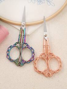 4.7" Petal-Shaped Vintage Sewing Scissors, Sharp Fabric Shears For Crafts, Arts, Yarn, DIY Tools, Eyebrow, Nose Hair & Beard Trimming, Stainless Steel - Multicolor - View 23