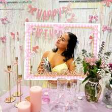 LaVenty 蝴蝶结生日派对用品拍照亭道具相框风骚生日蝴蝶结生日装饰蝴蝶结生日装饰品 - 粉色 - 查看 9