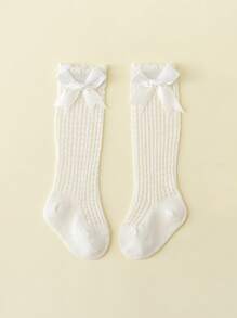1 双女婴优雅网眼棉质中筒袜，夏季 - 白色 - 查看 17