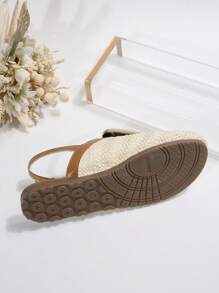 Sandalias suaves y cómodas para mujer, con punta redonda, transpirables, con correa retro de moda, planas, para primavera/verano