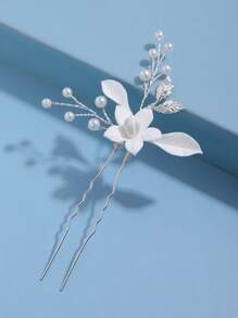 1pc Handmade Clay Flower Crystal Simple & Cute Hair Clip, Suitable For Spring, Wedding, Daily And Other Occasions