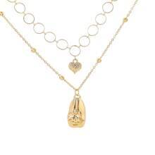 Double Layer Heart Pendant Necklace, Suitable For Daily Wear - Gold - View 2