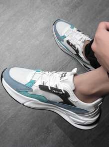 男士休闲运动鞋，运动厚底运动鞋，时尚百搭轻便透气运动鞋 - 綠色 - 查看 5