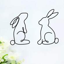2pcs Vivid Rabbit Metal Wall Decor, Minimalist Geometric Rabbit Iron Sculpture, Spring Festival/Easter Farmhouse Decoration, Indoor Outdoor Porch Sign, Animal Theme Wall Hanging, Suitable For Easter, Valentine's Day, Mother's Day, Graduation, Ramadan Gifts Birthday