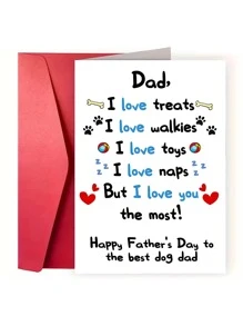 1pc Funny Dog Dad Fathers Day Card From Son Daughter, Cute Dog Dad Gifts For Men, Happy Father's Day Card For Him, Father's Day Greeting Card For Fathers Day, Birthday - Multicolor - View 7
