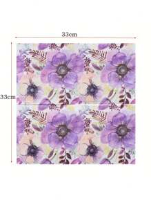 20-Pack Disposable Paper Napkins With Hand-Drawn Purple Floral Pattern, Disposable Use Paper Towels For Dining, Restaurant, Party, Suitable For Home, Kitchen, Hotel, Wedding, Valentine's Day, Birthday Party, Table Decor, Party Supplies