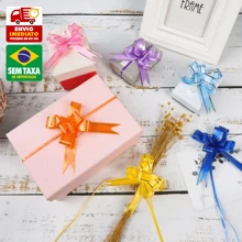 Kit 100 Easy Magic Plastic Bows 12 Or 18 Cm For Gift Ribbon - PLATA 12 CM - Ver 3