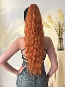 26英寸波浪形爪状马尾假发，金色，耐热合成纤维材质，适合女孩、女士、派对、日常佩戴。 - 橘色 - 查看 5