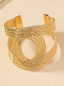 1pc Fashionable Metal Open C-Shape Bracelet For Women - Gold - View 3