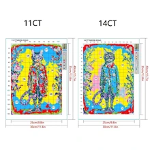 JOZYSH 1 Stück ungerahmtes 30x40cm/11,8x15,7 Zoll 11CT/14CT bedrucktes Kreuzstich DIY Set, Katze und Blumen, entspannendes DIY Kreuzstich Stickerei Set für erwachsene Anfänger, inklusive bedruckter Leinwand, Nadel, Faden, Zeichnungen und Anleitung. Geschenk für Freunde, handgefertigte Kunstwerke für Wand, Zuhause, Büro Dekoration