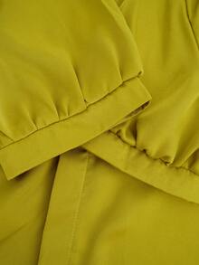 [定制] 2025春夏新款时尚尖领缎面垂坠光滑衬衫，设计感百搭优雅翻领衬衫女 - 芥末黃 - 查看 6