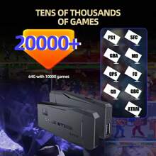 4K HD Videospielkonsole M8 mit 64GB Speicher, doppeltem kabellosen Controller für 10.000 Retro-Spiele, Weihnachtsgeschenk für Kinder