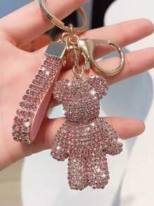 1 Pc Rhinestone Bear Keychain Pendant For Women Bag Men Car Key Chain Accessories Girl Gift Anime Metal Keyring Key Chains For Women