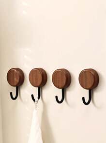 1 pieza/2 piezas/4 piezas Ganchos de pared de madera elegantes y adhesivos - Perchero decorativo de pared de gran resistencia para sombreros y abrigos, adecuado para toallas, llaves y accesorios - Soporte de almacenamiento de gancho único de moda, ideal para decoración del hogar, perchero de sombreros, toallero - Multicolor - Ver 10