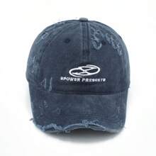 1pc Women's Embroidered Distressed Washed Baseball Cap, Fashion Casual Streetwear Sun Hat Suitable For Daily Wear And Outdoor