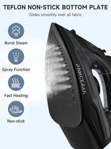 PANCERKA Powerful Compact Steam Iron For Clothes, Wool, Poly, Silk, Linen, Nylon Ironing, Fabric Steamer, Nonstick Plate, SmartSteam, Anti-Drip, Auto Shut Off(EU Plug)
