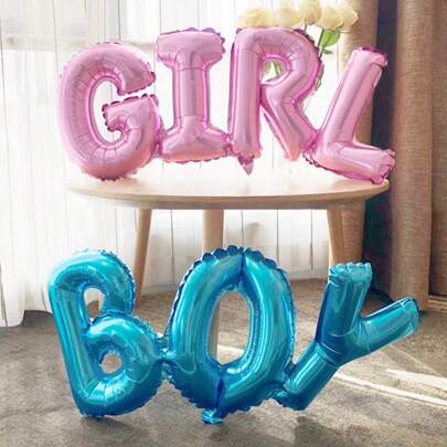 2pcs Gender Reveal Foil Balloon, Decorations For Boy Or Girl Gender Reveal Party Backdrop
