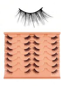 14对半眼假睫毛，自然蓬松，3/4纤细交叉猫眼假睫毛，黑色带尾，加长眼尾，适合日常和派对妆容，热门美妆产品，假睫毛，睫毛，假睫毛 - 自然纖長款 - 查看 8