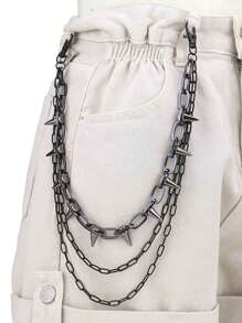 1 件装欧美万圣节热销金属铆钉几何多层腰链男士配饰